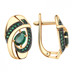 Золотые серьги Александра кл3128а-26ск-з с фианитом и турмалином кл3128а-26ск-з фото