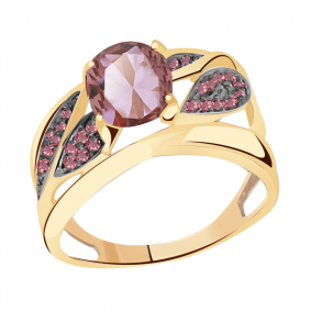 Золотое кольцо Александра кл3131-86ск-р с фианитом и родолитом кл3131-86ск-р фото