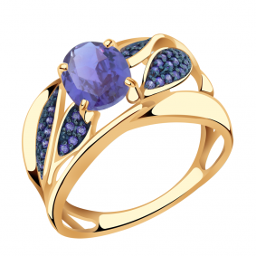 Золотое кольцо Александра кл3131-9ск-си с фианитом и александритом кл3131-9ск-си фото