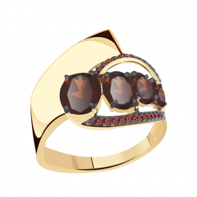 Золотое кольцо Александра кл3134-2ск-к с фианитом и гранатом кл3134-2ск-к фото
