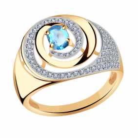 Золотое кольцо Александра кл3141-78ск с топазом и фианитом кл3141-78ск фото