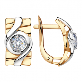 Золотые серьги Александра кл3147а-62сбк с Swarovski кл3147а-62сбк фото