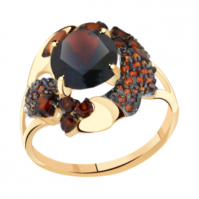 Золотое кольцо Александра кл3150-2ск-к с фианитом и гранатом кл3150-2ск-к фото