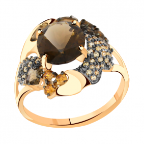 Золотое кольцо Александра кл3150-4ск-ш с фианитом и раухтопазом кл3150-4ск-ш фото