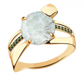 Золотое кольцо Александра кл3155-13ск-са с фианитом и кварцем кл3155-13ск-са фото