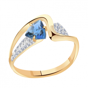 Золотое кольцо Александра кл3167-28ск с фианитом и Лондон топазом кл3167-28ск фото