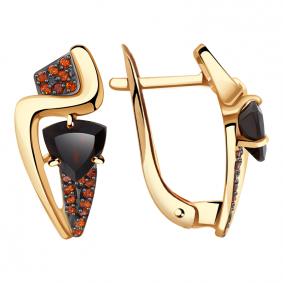 Золотые серьги Александра кл3167а-2ск-к с фианитом и гранатом кл3167а-2ск-к фото