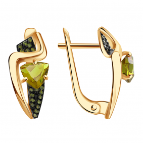 Золотые серьги Александра кл3167а-48ск-са с фианитом и султанитом кл3167а-48ск-са фото