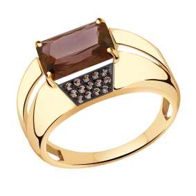 Золотое кольцо Александра с ситаллом цвета Родолит и фианитом кл3176-86ск-р кл3176-86ск-р фото