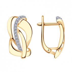 Золотые серьги Александра кл3185аск с фианитом кл3185аск фото