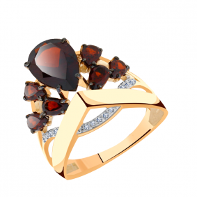 Золотое кольцо Александра кл3190-2ск с фианитом и гранатом кл3190-2ск фото