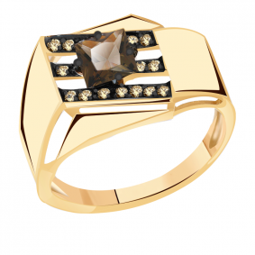 Золотое кольцо Александра кл3196-4ск-ш с фианитом и раухтопазом кл3196-4ск-ш фото