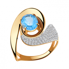 Золотое кольцо Александра кл3200-78ск с топазом и фианитом кл3200-78ск фото