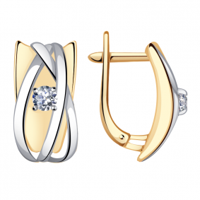 Золотые серьги Александра кл3209а-62сбк с Swarovski кл3209а-62сбк фото