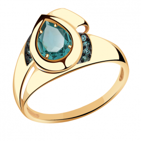Золотое кольцо Александра кл3216-64ск-з с фианитом и Параиба кл3216-64ск-з фото
