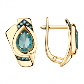 Золотые серьги Александра кл3216а-64ск-з с фианитом и Параиба кл3216а-64ск-з фото