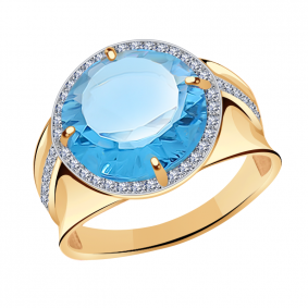 Золотое кольцо Александра кл3223-63ск с топазом и фианитом кл3223-63ск фото