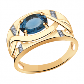 Золотое кольцо Александра кл3224-28ск с фианитом и Лондон топазом кл3224-28ск фото