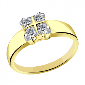 Кольцо из лимонного золота Александра кл3226-62сл с Swarovski кл3226-62сл фото