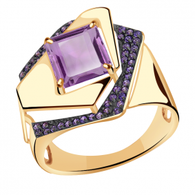 Золотое кольцо Александра кл3231-3ск-си с фианитом и аметистом кл3231-3ск-си фото