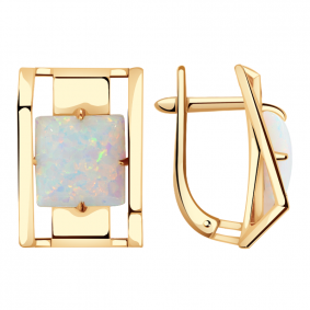 Золотые серьги Александра кл3232а-15ск с опалом кл3232а-15ск фото