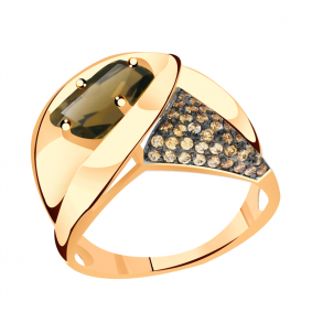 Золотое кольцо Александра кл3238-4ск-ш с фианитом и раухтопазом кл3238-4ск-ш фото
