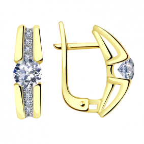 Серьги из лимонного золота Александра кл3239а-62сл с Swarovski кл3239а-62сл фото