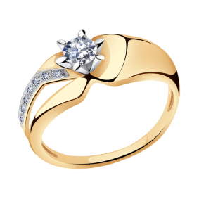 Золотое кольцо Александра кл3247-62сбк с Swarovski кл3247-62сбк фото