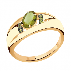 Золотое кольцо Александра кл3255-48ск-са с фианитом и султанитом кл3255-48ск-са фото