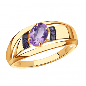 Золотое кольцо Александра кл3255-9ск-си с фианитом и александритом кл3255-9ск-си фото