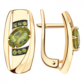 Золотые серьги Александра кл3255а-48ск-са с фианитом и султанитом кл3255а-48ск-са фото