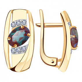 Золотые серьги Александра кл3255аск с бриллиантом и александритом кл3255аск фото