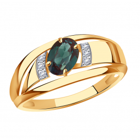 Золотое кольцо Александра кл3255ск с бриллиантом и александритом кл3255ск фото
