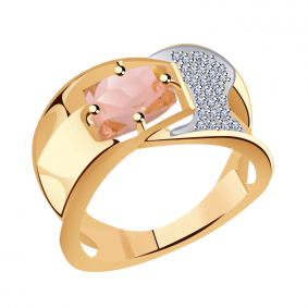 Золотое кольцо Александра кл3273-89ск с фианитом и морганитом кл3273-89ск фото