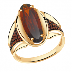 Золотое кольцо Александра кл3276-34ск-к с фианитом и гранатом кл3276-34ск-к фото