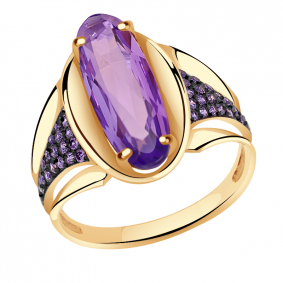 Золотое кольцо Александра кл3276-3ск-си с фианитом и аметистом кл3276-3ск-си фото