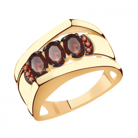 Золотое кольцо Александра кл3278-2ск-к с фианитом и гранатом кл3278-2ск-к фото