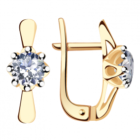 Золотые серьги Александра кл3280а-62сбк с Swarovski кл3280а-62сбк фото