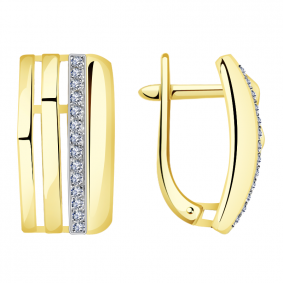 Серьги из лимонного золота Александра кл3281асл с фианитом кл3281асл фото