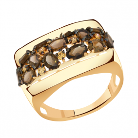 Золотое кольцо Александра кл3292-4ск-ш с фианитом и раухтопазом кл3292-4ск-ш фото