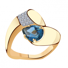 Золотое кольцо Александра кл3293-28ск с фианитом и Лондон топазом кл3293-28ск фото