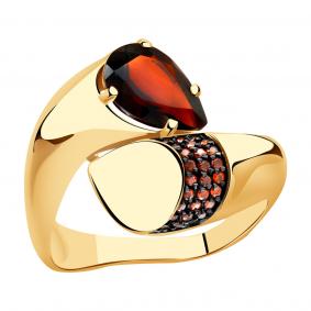 Золотое кольцо Александра кл3293-2ск-к с фианитом и гранатом кл3293-2ск-к фото