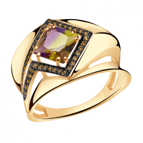 Золотое кольцо Александра кл3303-49ск-ш с фианитом и аметрином кл3303-49ск-ш фото
