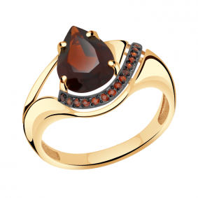 Золотое кольцо Александра кл3304-2ск-к с фианитом и гранатом кл3304-2ск-к фото