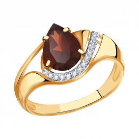 Золотое кольцо Александра кл3304-2ск с фианитом и гранатом кл3304-2ск фото