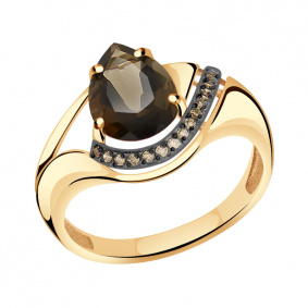 Золотое кольцо Александра кл3304-4ск-ш с фианитом и раухтопазом кл3304-4ск-ш фото