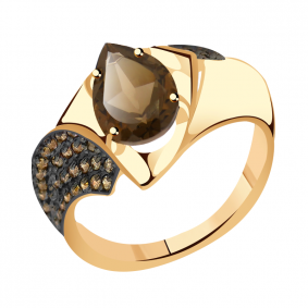 Золотое кольцо Александра кл3314-4ск-ш с фианитом и раухтопазом кл3314-4ск-ш фото