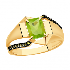 Золотое кольцо Александра кл3320-5ск-са с фианитом и хризолитом кл3320-5ск-са фото