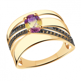 Золотое кольцо Александра кл3324-49ск-ш с фианитом и аметрином кл3324-49ск-ш фото