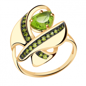 Золотое кольцо Александра кл3336-5ск-са с фианитом и хризолитом кл3336-5ск-са фото